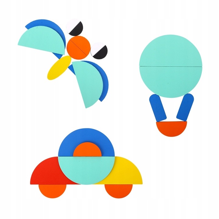 Drewniana Układanka Klocki GRA Karty Zadania EDU 40 Wzorów 50 Elementów