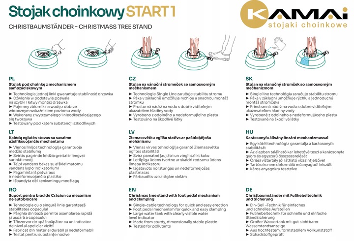 STABILNY STOJAK CHOINKOWY KAMAI START 1 PRO DO DRZEWKA 2 METRY ANTRACYT 4KG