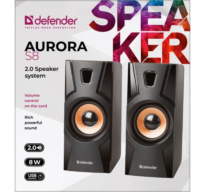 Głośnik Defender Aurora S8 8W 2 szti (system akustyczny 2.0) czarny x6