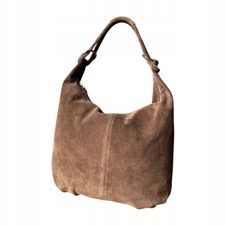 TAUPE ZAMSZOWA TOREBKA WOREK CAPPUCCINO TOREBKA ZAMSZ NATURALNY Vera Pelle