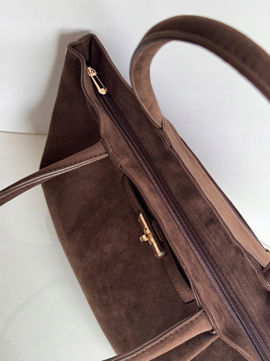 Torebka Flora&Co duża czekoladowa zamsz eco zamszowa ciemny brązowa shopper