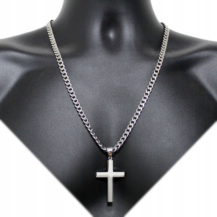 Elegancki ŁAŃCUSZEK z Krzyżykiem Srebrny NASZYJNIK Krzyż Łańcuch + GRATIS