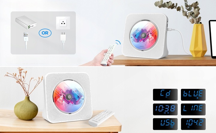 Wszechstronny odtwarzacz CD z Bluetoothem Wbudowane podwójne głośniki HiFi