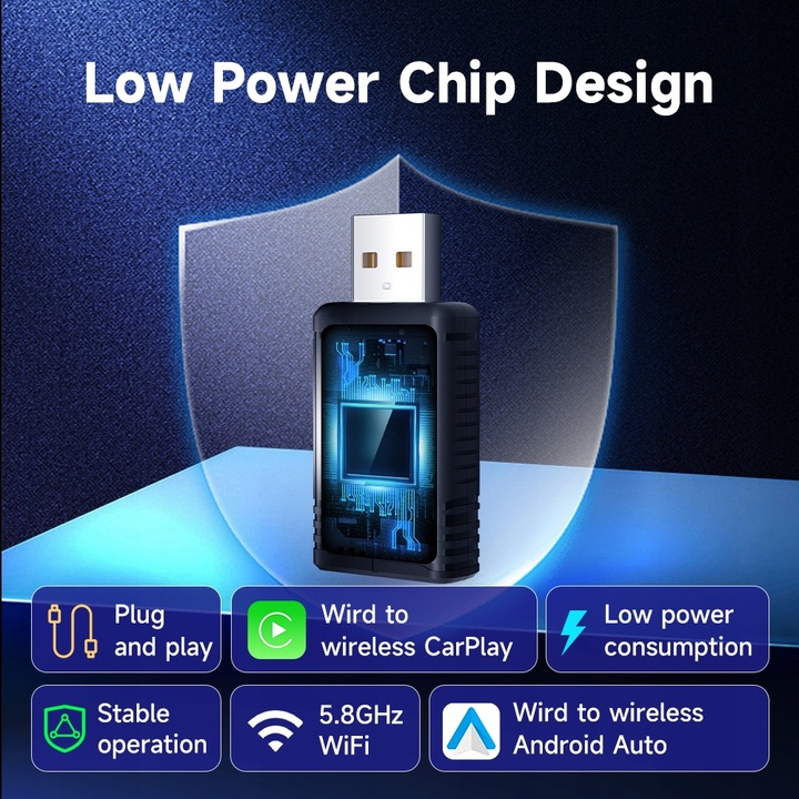 HEYINCAR 2 w 1 Bezprzewodowy adapter samochodowy Apple Carplay Android