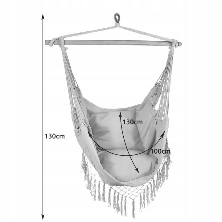 Krzesło Brazylijskie Fotel Wiszący Huśtawka Hamak Ogrodowy Bujany Kokon XXL