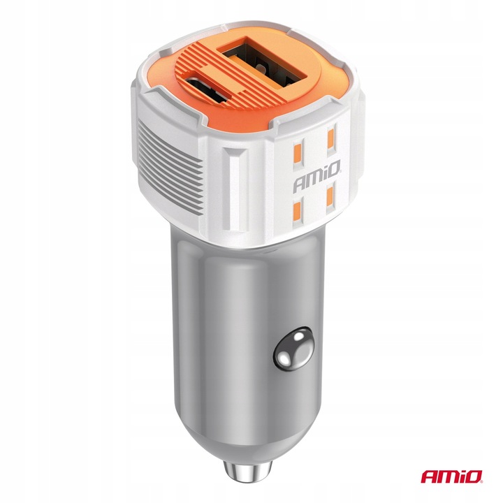 Ładowarka samochodowa USB-A+ USB-C 38W AMIO-03883