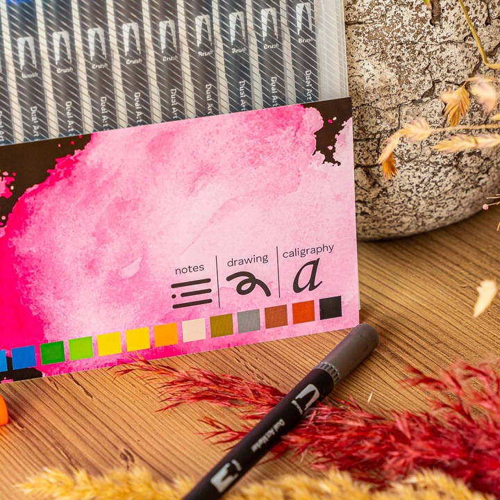 MARKERY AKWARELOWE 24 SZT MAZAKI PISAKI FLAMASTRY DWUSTRONNE WODNE ZESTAW