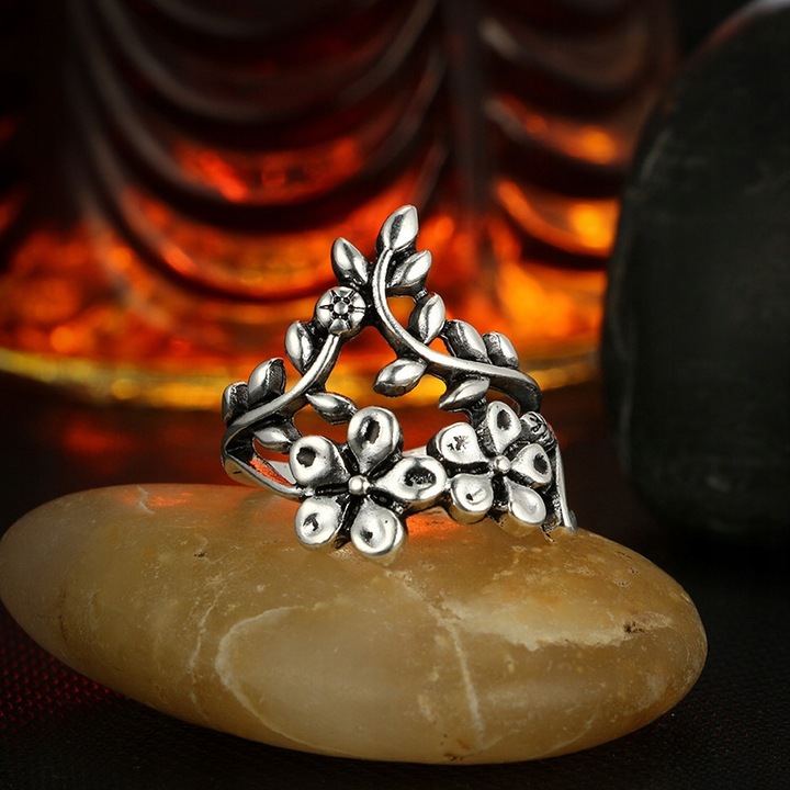 Srebrny ZESTAW PIERŚCIONKÓW RETRO PUNK BOHO 82