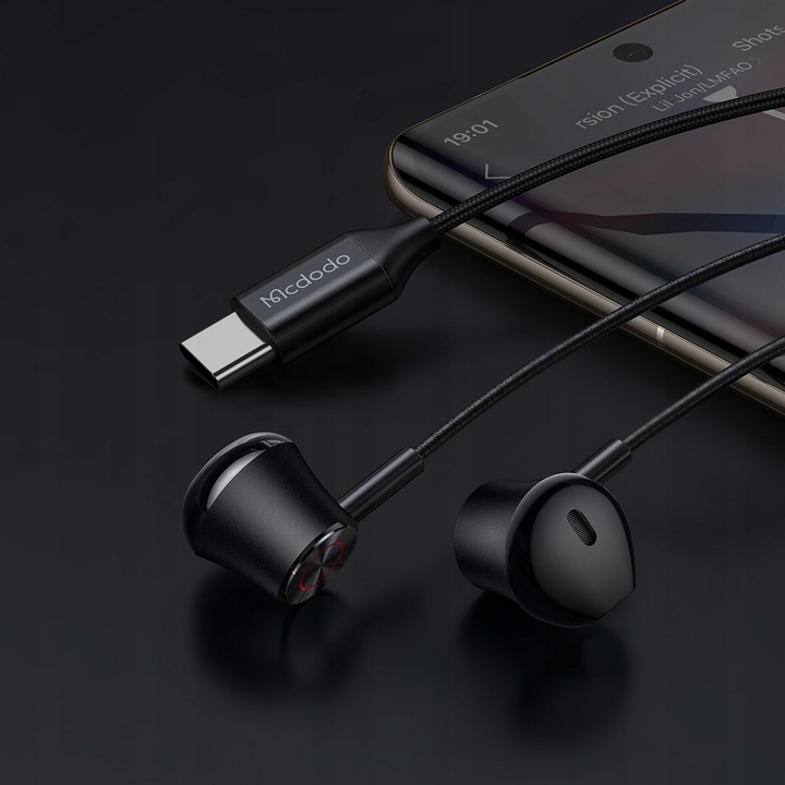 MCDODO SŁUCHAWKI PRZEWODOWE USB-C Z MIKROFONEM DOUSZNE Z DAC DO TELEFONU