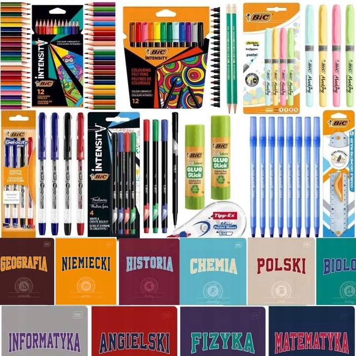 BIC WYPRAWKA SZKOLNA ZESZYTY TEMATYCZNE ZESTAW DO SZKOŁY klasa 4-8