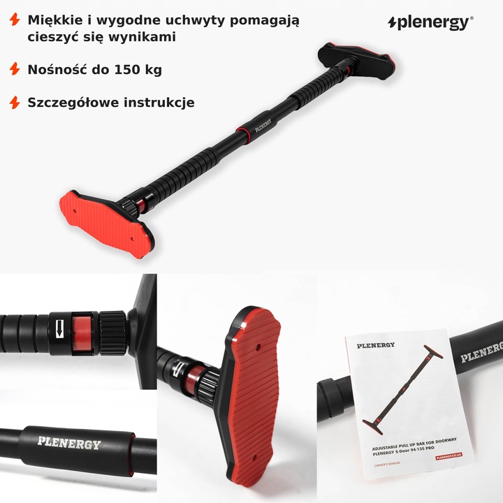 Drążek do podciągania rozporowy do ćwiczeń Plenergy S-Door 71-90 cm