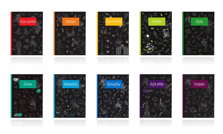 Komplet zestaw zeszytów SEBIT ściąga kolor A5/60k kl 7-8 2x polski 2x matem