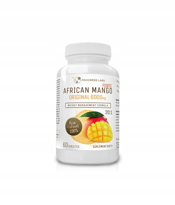PROGRESS AFRICAN MANGO FORTE 600MG 20:1 60 T HAMUJE APETYT SPALACZ TŁUSZCZU