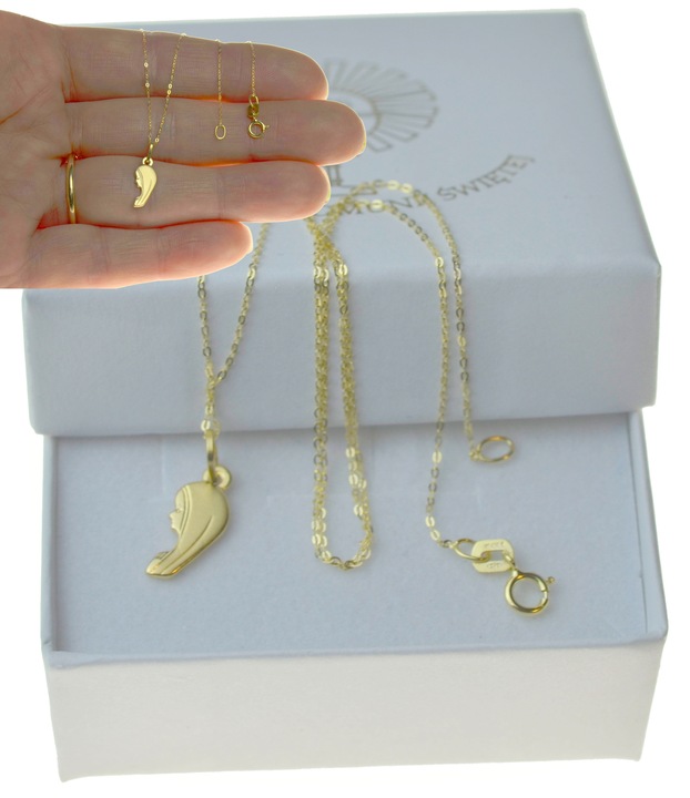 Złoty Łańcuszek z Medalikiem 585 wizerunek Matki Boskiej Na Komunię