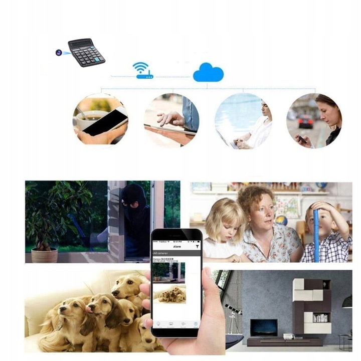 KALKULATOR MINI KAMERA SZPIEGOWSKA FULL HD WIFI