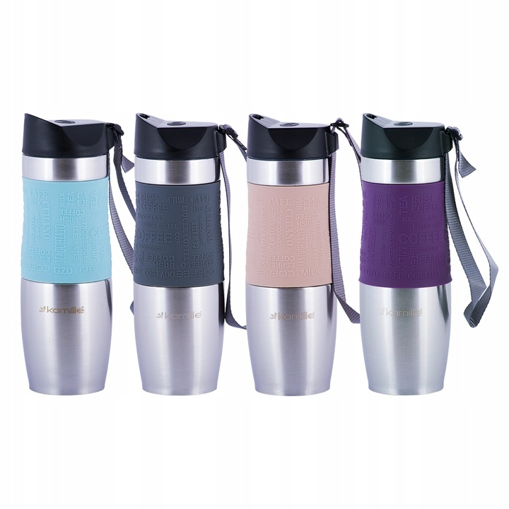 KUBEK TERMICZNY TERMOS STALOWY 100% SZCZELNY pojemny bidon KAMILLE 480 ml