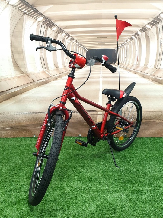 Rowerek dziecięcy dla chłopca 20" CZERWONY + chorągiewka, dzwonek, błotniki