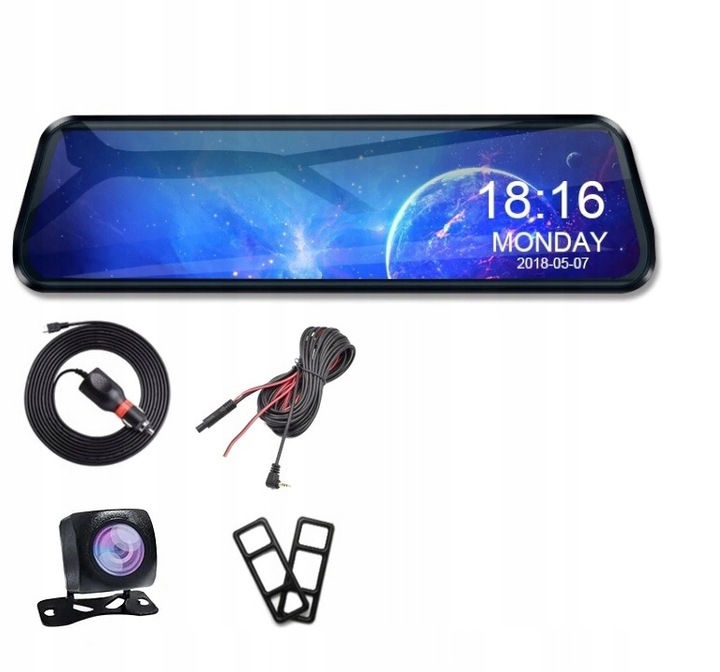 REJESTRATOR LUSTERKO FULL HD 9.66 KAMERA TYŁ