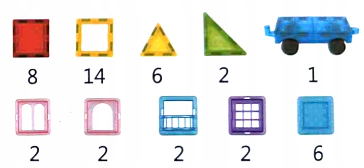 KLOCKI MAGNETYCZNE 3D konstrukcyjne DUŻE EL. Zestaw 45 el. Magnetic Tiles