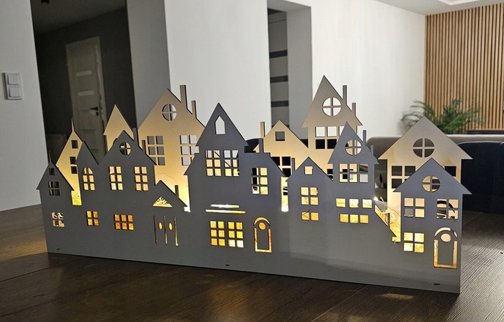 Domki świąteczne, dekoracja świąteczna 60cm lampka led