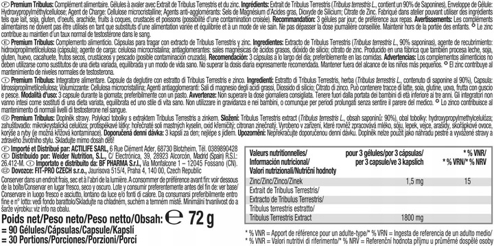Weider Premium Tribulus Terrestris 90 kaps | Booster Testosteronu