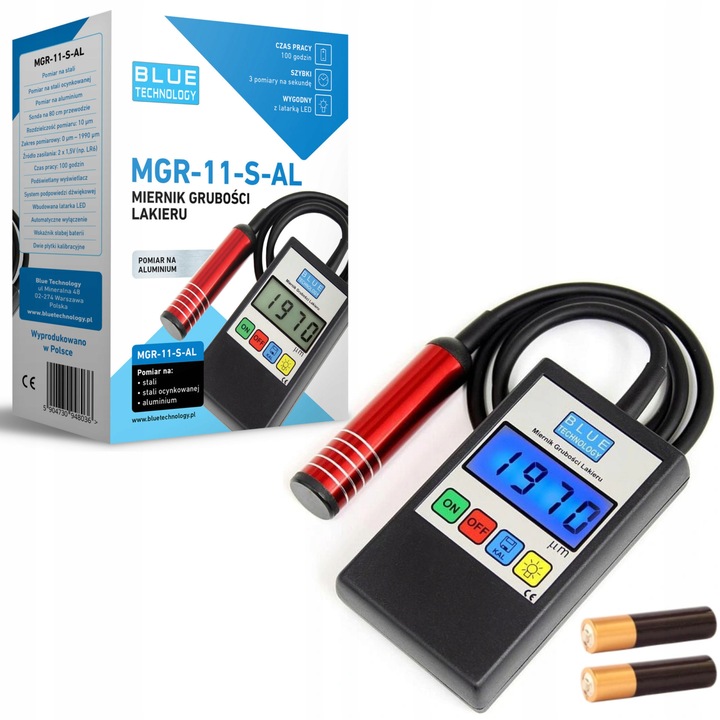 MGR-11-S-AL MIERNIK CZUJNIK TESTER GRUBOŚCI LAKIERU+GRATIS SONDA PŁASKA