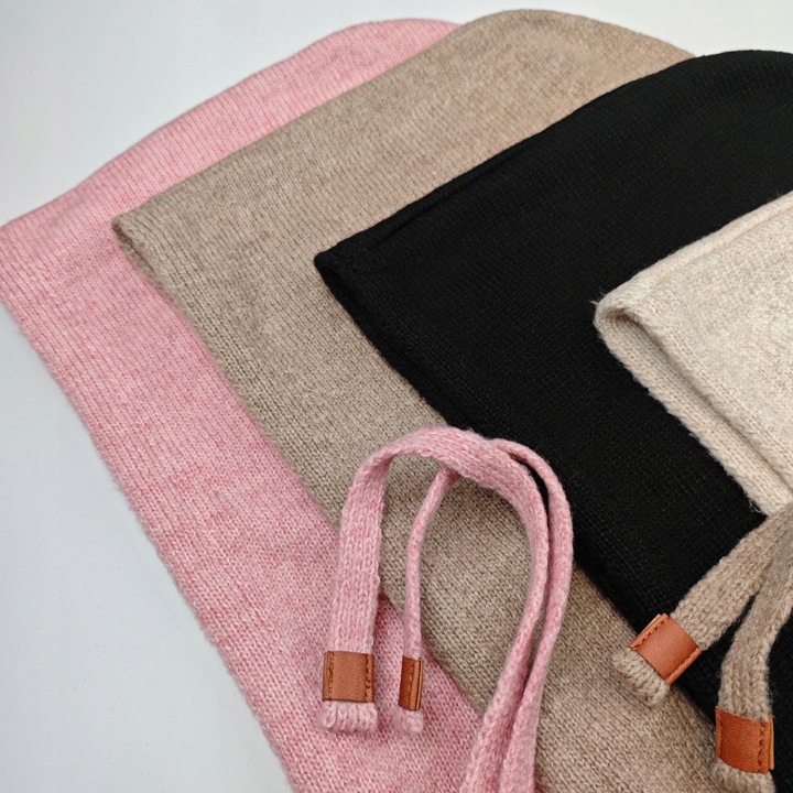 Kominiarka zimowa ciepła BALAKLAWA DAMSKA z wełną Merino - róż 55-60