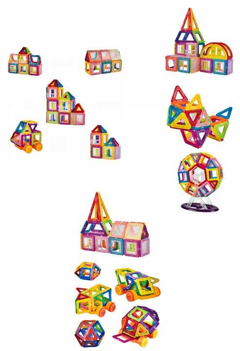 Klocki Magnetyczne 3D 128 elm KONSTRUKCYJNE Edukacyjne Prezenty