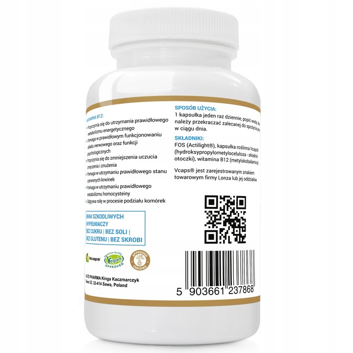 WITAMINA B12 METYLOKOBOLAMINA 1000µg WEGE 2x120kap