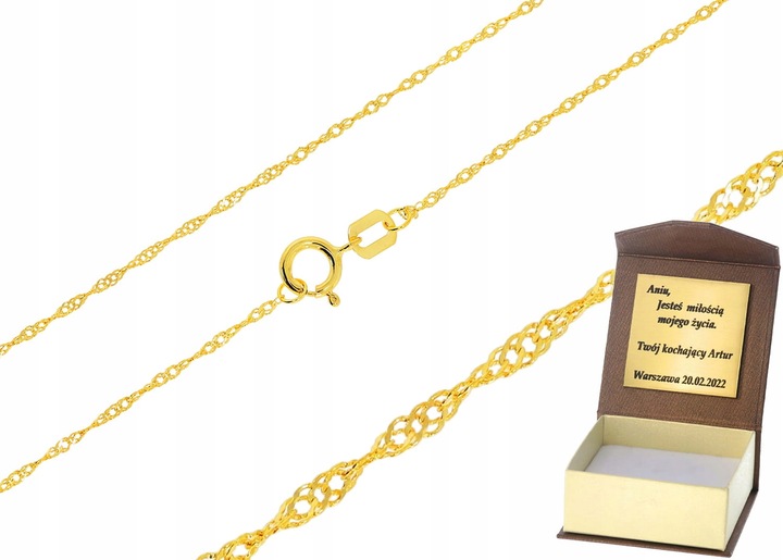 Złoty łańcuszek pełny singapur Próba 585 45 cm