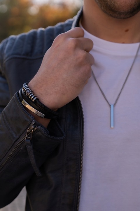 Srebrny naszyjnik Męski z Grawerem Łańcuszek Pancerka Stal GRAWER GRATIS