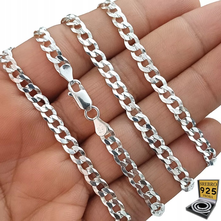 Elegancki Łańcuszek Srebrny Męski Pancerka Kubański SREBRO 925 Diamentowany