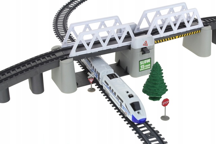 Kolejka Elektryczna Pociąg Ogromny Tor Tunel Podnoszony Most 366cm Wagony