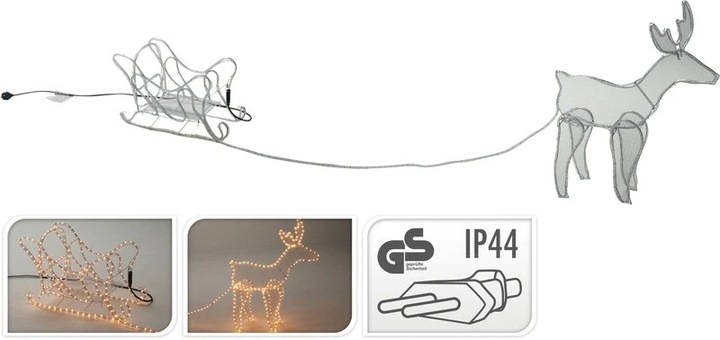 Renifer z Saniami 504 Led Zewnętrzny XXL ZAPRZĘG 230V Świecący Jelonek