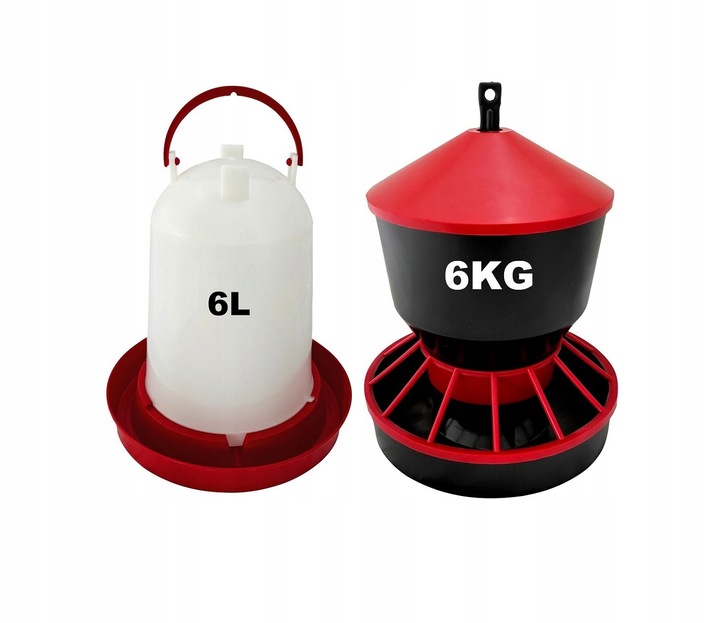 Zestaw dla drobiu POIDŁO 6L + KARMNIK 6KG DLA DROBIU KACZEK GĘSI KUR