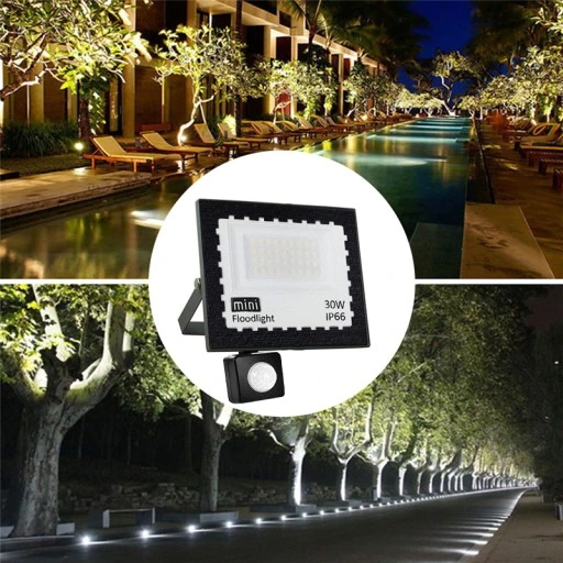 HALOGEN LED 30W NAŚWIETLACZ SLIM CZUJNIK RUCHU ZEWNĘTRZNY DO MAGAZYNU