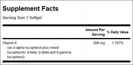 SWANSON WITAMINA E 400IU 100SG TOKOFEROLE MŁODOŚĆ