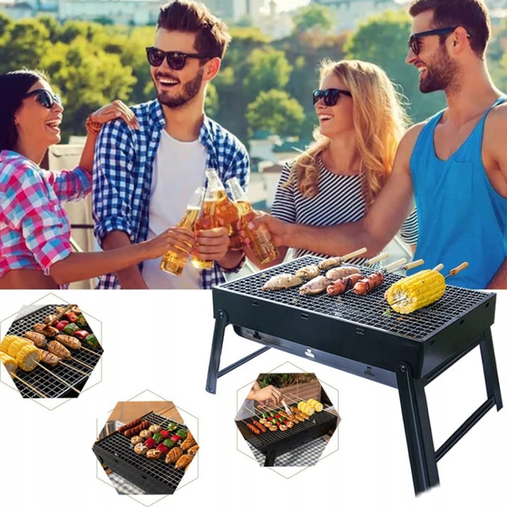 ZESTAW GRILL OGRODOWY WĘGLOWY TURYSTYCZNY |SKŁADANY |+ AKCESORIA DO GRILLA