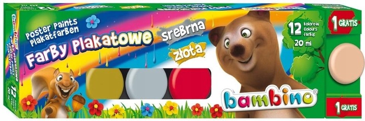 BAMBINO FARBY PLAKATOWE 12 KOL + 1 20 ML
