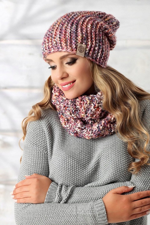 Czapka zimowa damska CHLOE multikolor róż