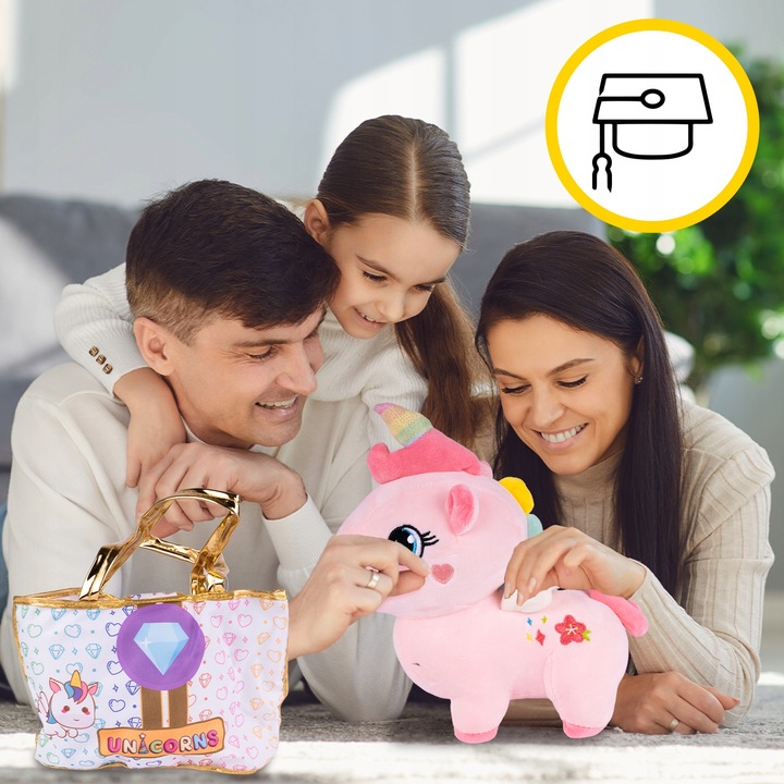 PLUSZOWY JEDNOROŻEC Z TOREBKĄ PLUSZOWA MASKOTKA PRZYTULANKA PLUSZAK UNICORN