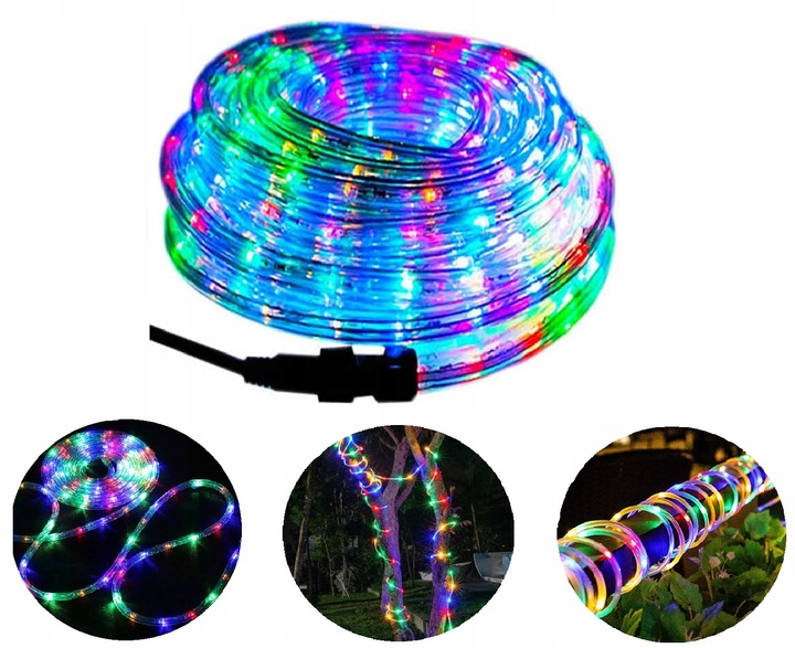 WĄŻ Świetlny 30m LED LAMPKI CHOINKOWE MULTIKOLOR KOLOROWY