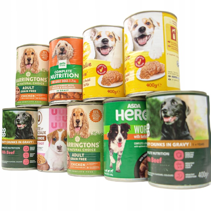 Karma mokra dla psa Puszka Pakiet Mieszany Kawałki Mix smaków 20 szt x 400g