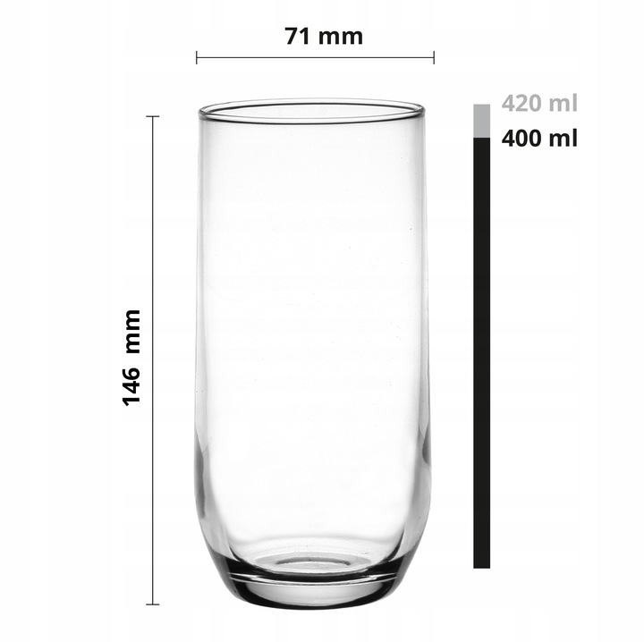 Szklanki wysokie GLASMARK zestaw 6szt na drink koktajl sok 400ml