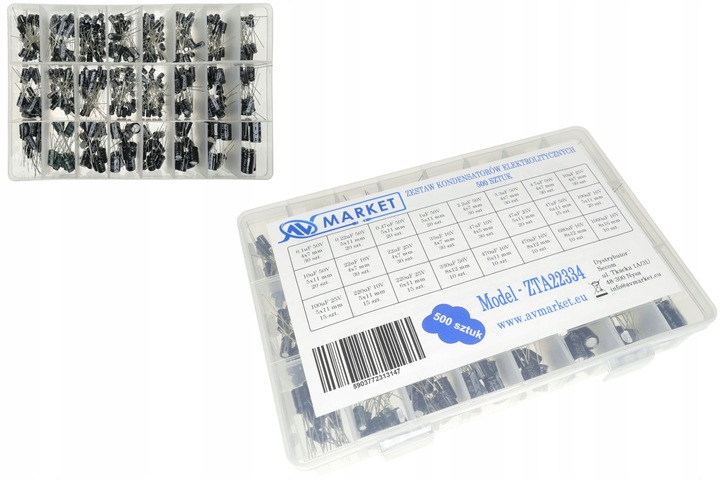 ZESTAW KONDENSATORÓW ELEKTROLITYCZNYCH 500 SZTUK