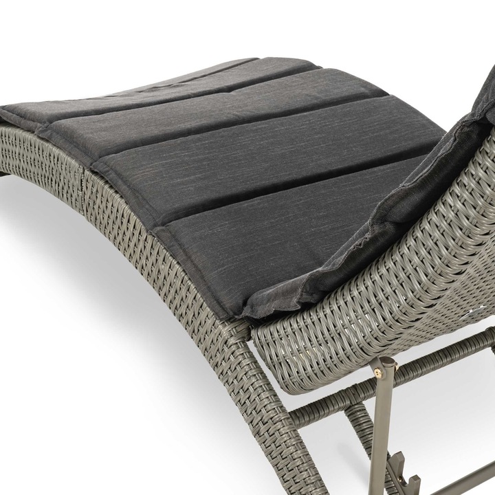 Leżak ogrodowy składany regulowany na balkon taras technorattan z poduszką