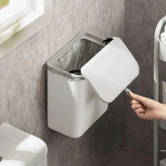 Kosz Na Śmieci Wiszący Wolnostojący Na Szafkę Front Samoprzylepny Biały 7L