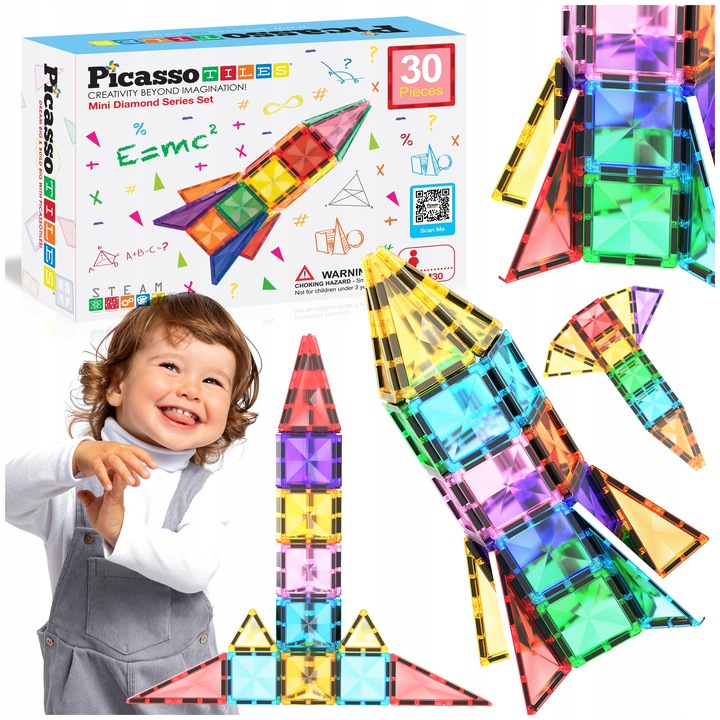 Klocki magnetyczne konstrukcyjne wersja podróżna dla dzieci edukacyjne 30el
