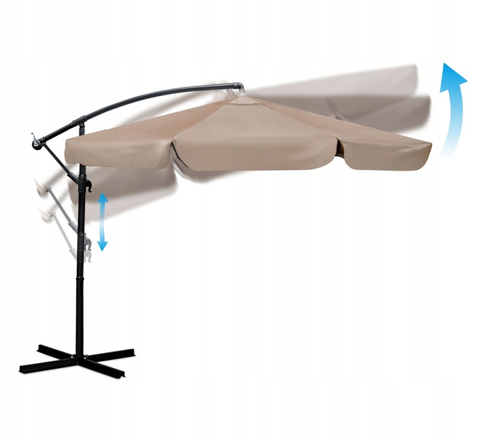 Parasol ogrodowy duży składany z wysięgnikiem pokrowiec 6 segmentów Ø 350cm
