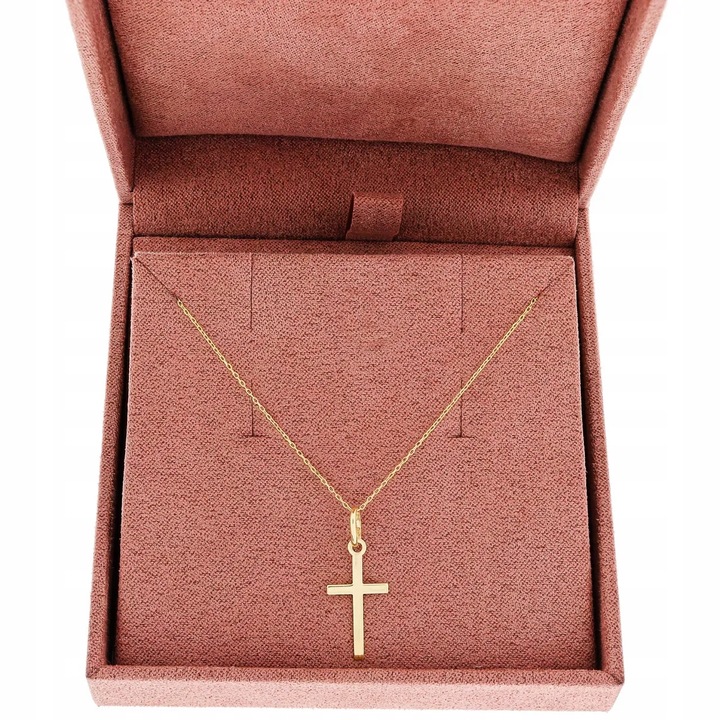 Złoty Komplet Chrzest Komunia łańcuszek ankier 45 cm + krzyżyk pr. 333